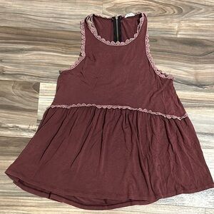 POL Sweet And Simple Racerback Sleeveless Babydoll Tank Womens Small Zip